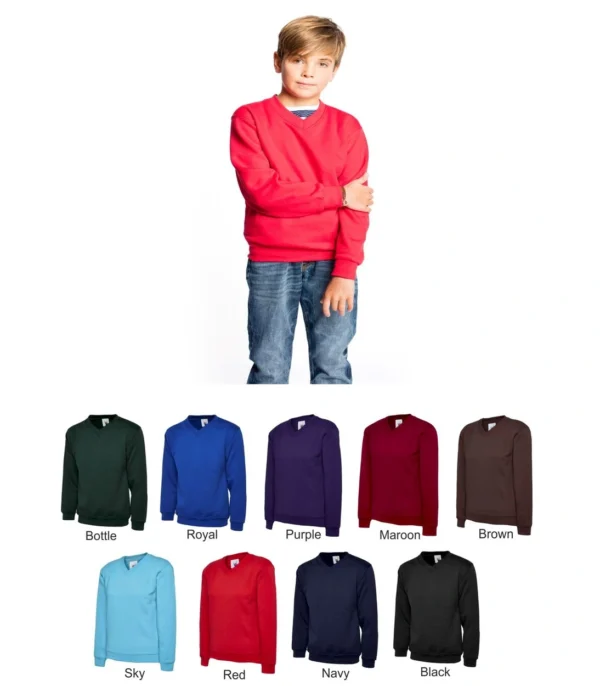 Uneek UC206 Childrens Classic Vee Neck Sweatshirt